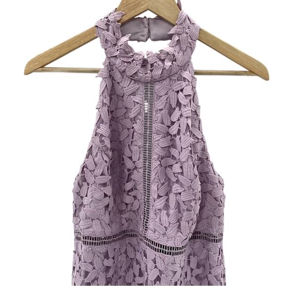 Revolve Bardot Gemma Light Lavender Floral Overlay Detail Midi Dress Size 10 - Picture 4 of 14